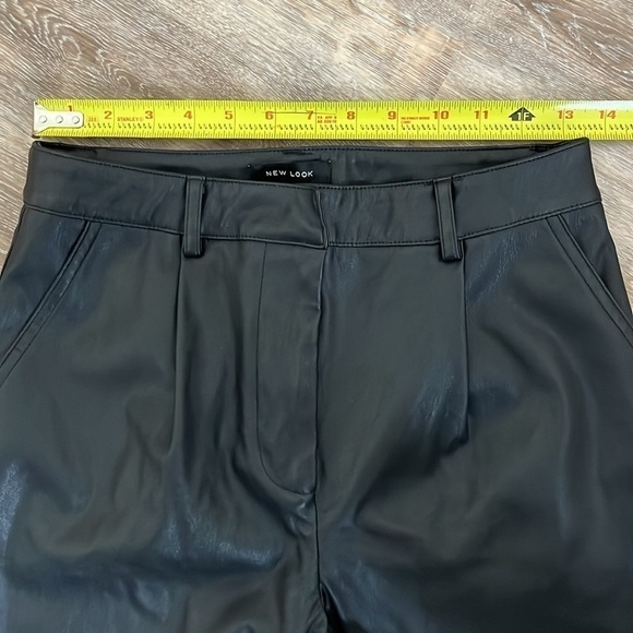 New Look Womens Pants Black Faux Leather Pleated Pleather Slacks Trousers Size 6 - Picture 7 of 15